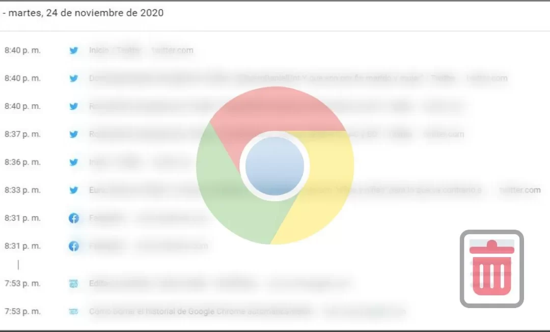Agregado botón en Chrome: eliminar actividad
